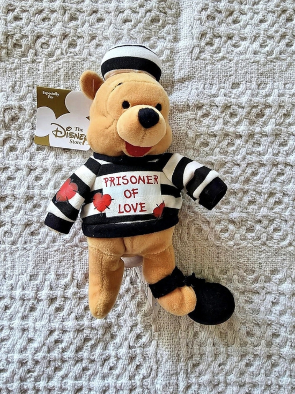 Vintage Disney Store Winnie The Pooh Prisoner Of Love Bean Bag Plush 8 Inch NWT